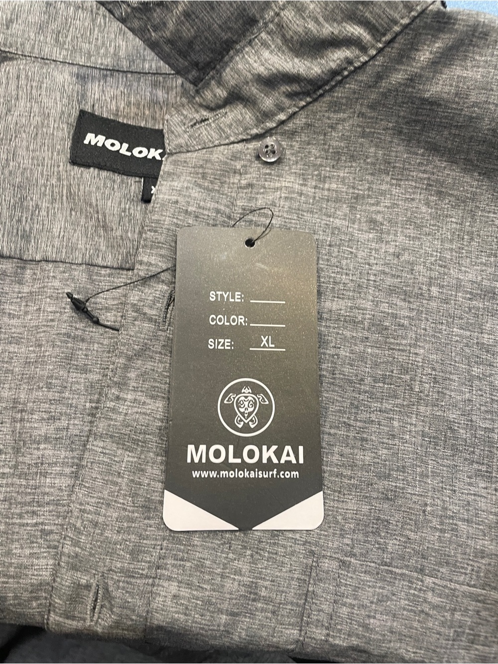 NWT Molokai Surf Co Men’s Heather Gray Short Sleeve Button-Up Shirt size XL - Picture 2 of 10